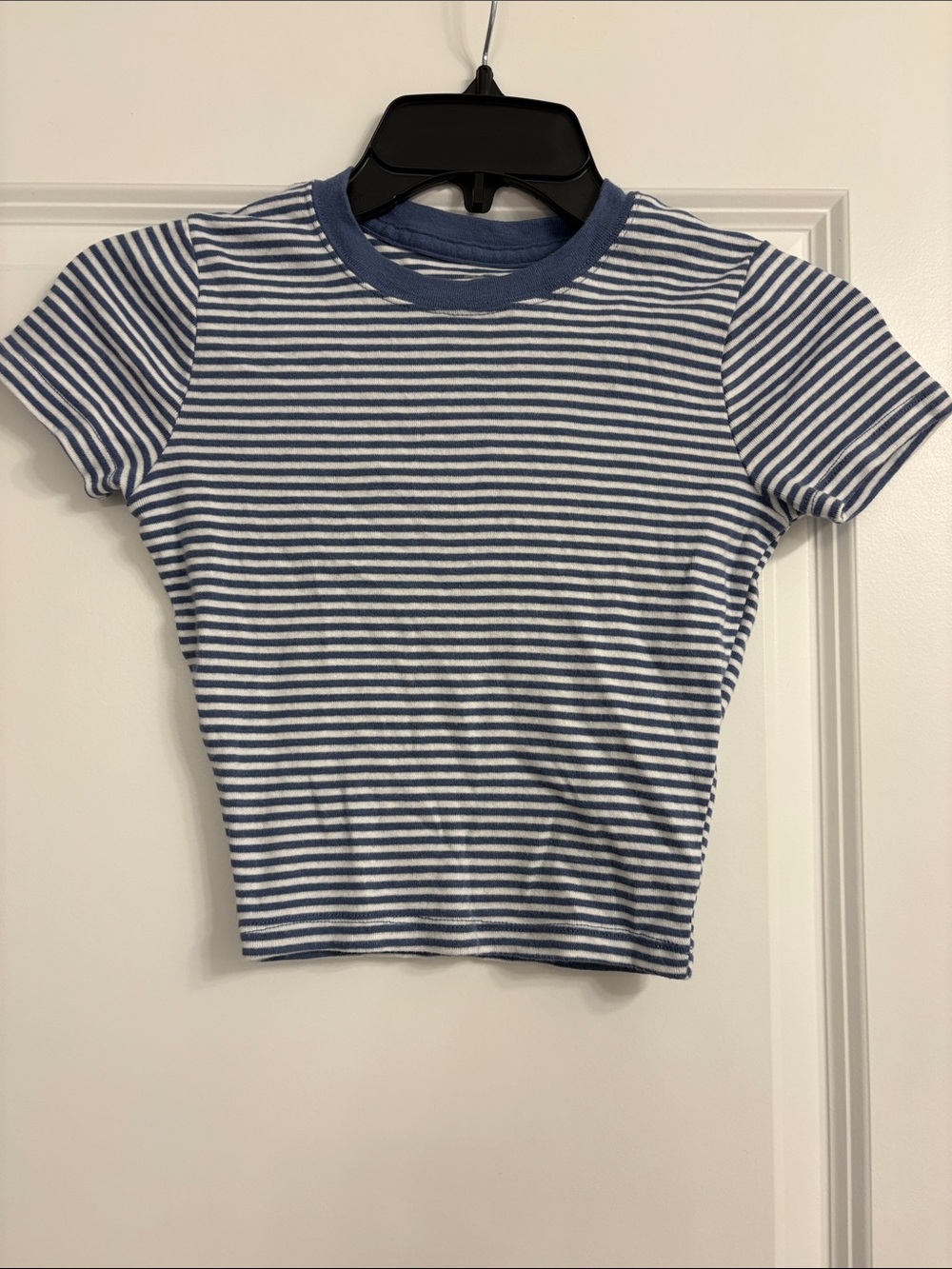 Hollister Blue & White Striped Crop Tee